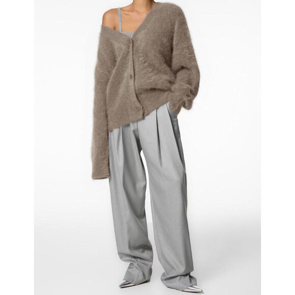 Womens Fuzzy Cardigan Sweater V Neck Long Sleeve Button Down Casual Knit - Picture 6 of 6